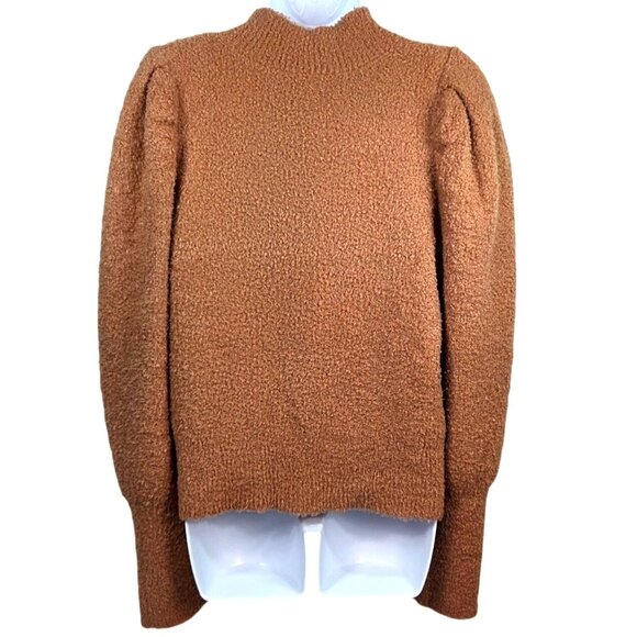 Express Womens Brown Textured Puffed Shoulders Long Sleeve Sweater Size L - Picture 2 of 6